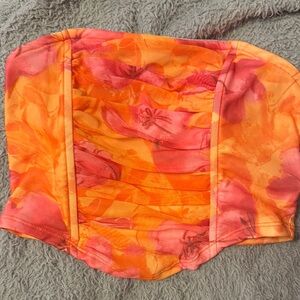 SHEIN Orange and Pink Floral Top